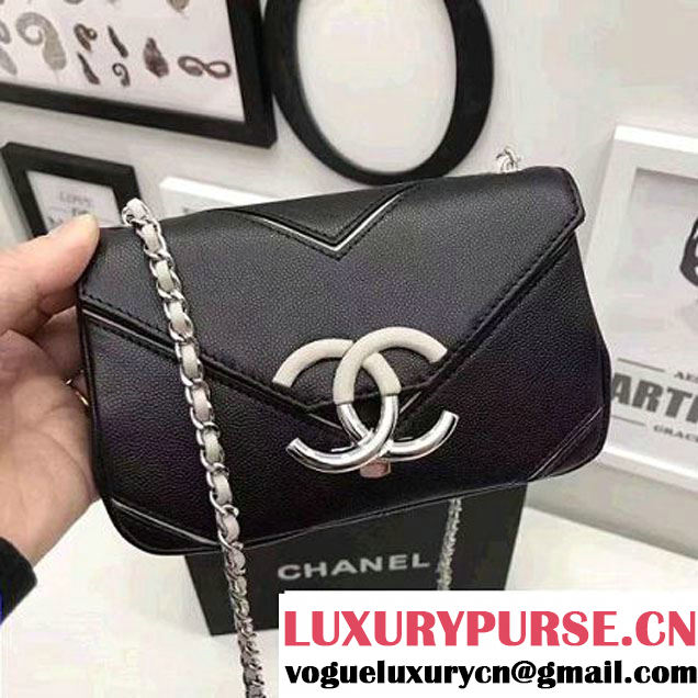 Chanel Grained Calfskin Chevron Mini Flap Bag A93773 Black 2017 (1A145-7032128 )