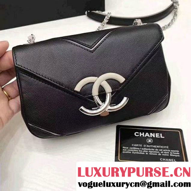 Chanel Grained Calfskin Chevron Mini Flap Bag A93773 Black 2017 (1A145-7032128 )