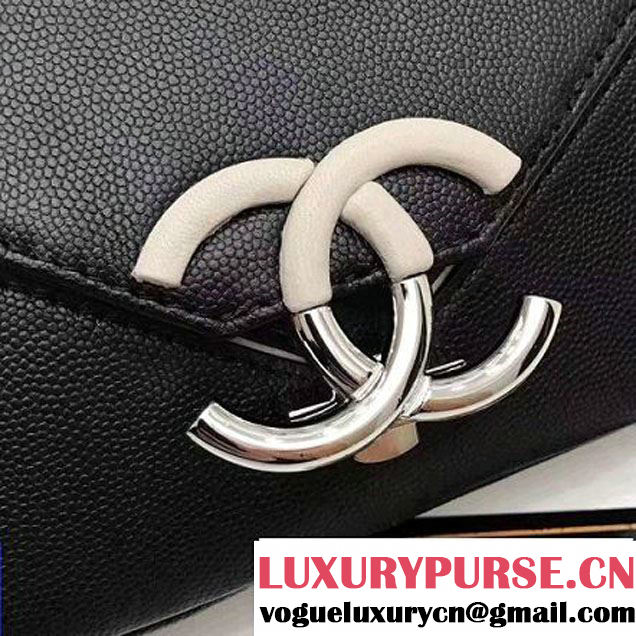 Chanel Grained Calfskin Chevron Mini Flap Bag A93773 Black 2017 (1A145-7032128 )