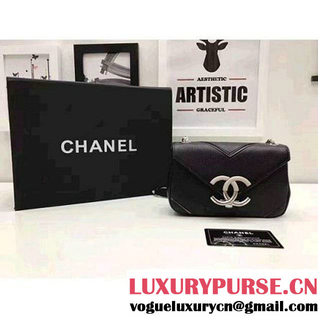 Chanel Grained Calfskin Chevron Mini Flap Bag A93773 Black 2017 (1A145-7032128 )