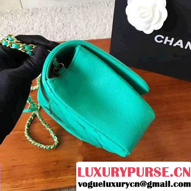 Chanel Small Grained Calfskin & Calfskin Flap Bag Turquoise 2017 (KN-7032708 )
