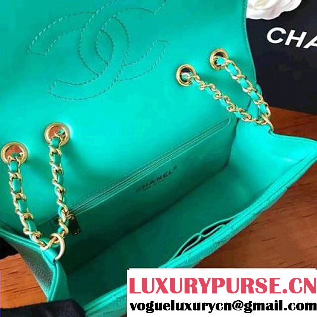 Chanel Small Grained Calfskin & Calfskin Flap Bag Turquoise 2017 (KN-7032708 )