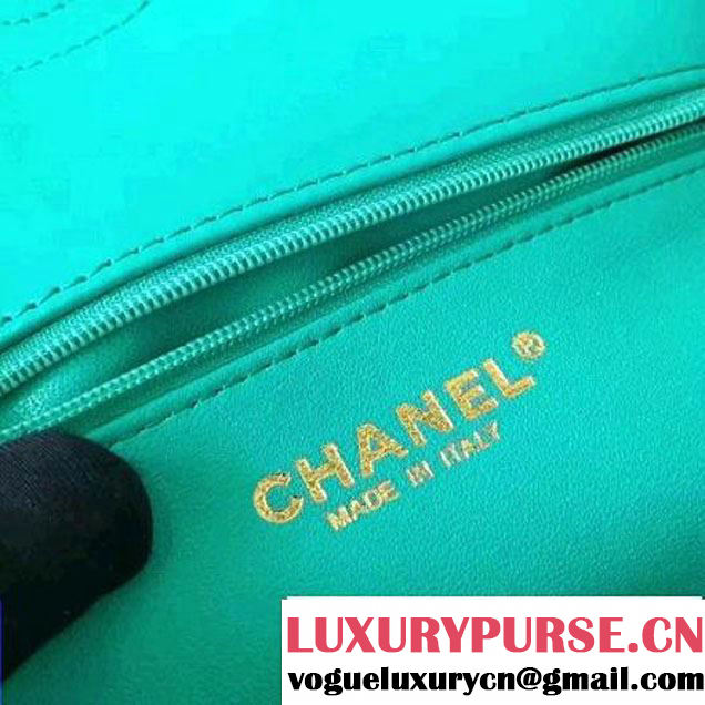 Chanel Small Grained Calfskin & Calfskin Flap Bag Turquoise 2017 (KN-7032708 )