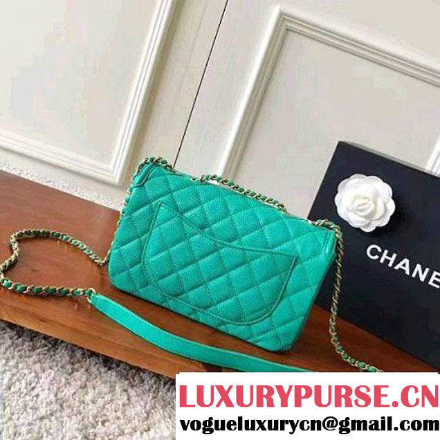 Chanel Small Grained Calfskin & Calfskin Flap Bag Turquoise 2017 (KN-7032708 )