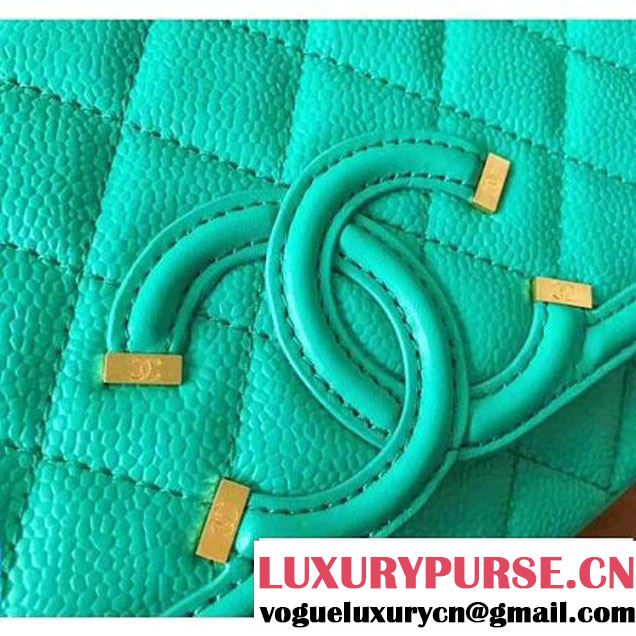 Chanel Small Grained Calfskin & Calfskin Flap Bag Turquoise 2017 (KN-7032708 )