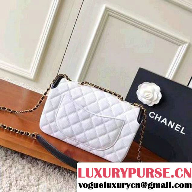 Chanel Small Grained Calfskin & Calfskin Flap Bag White/Black 2017 (KN-7032710 )