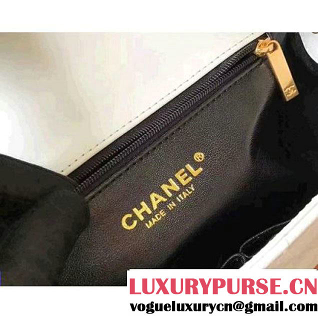 Chanel Small Grained Calfskin & Calfskin Flap Bag White/Black 2017 (KN-7032710 )