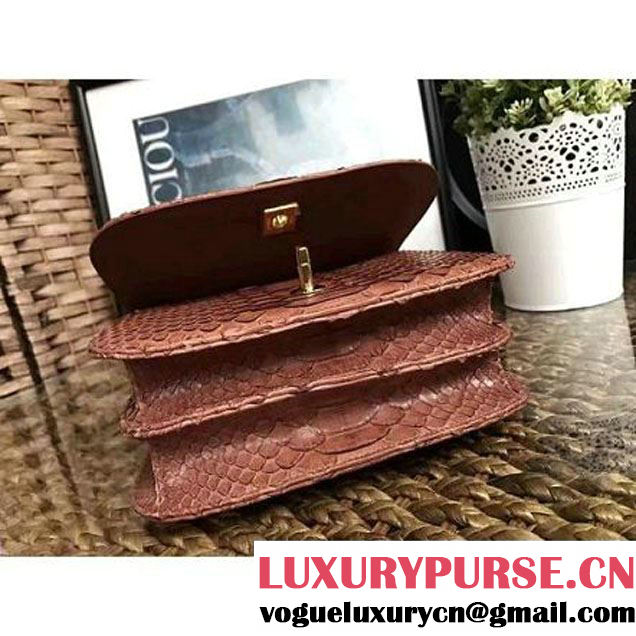 Chanel Python Leather Chain Braided Chic Flap Bag A98774 Camel 2017 (1A111-7041105 )