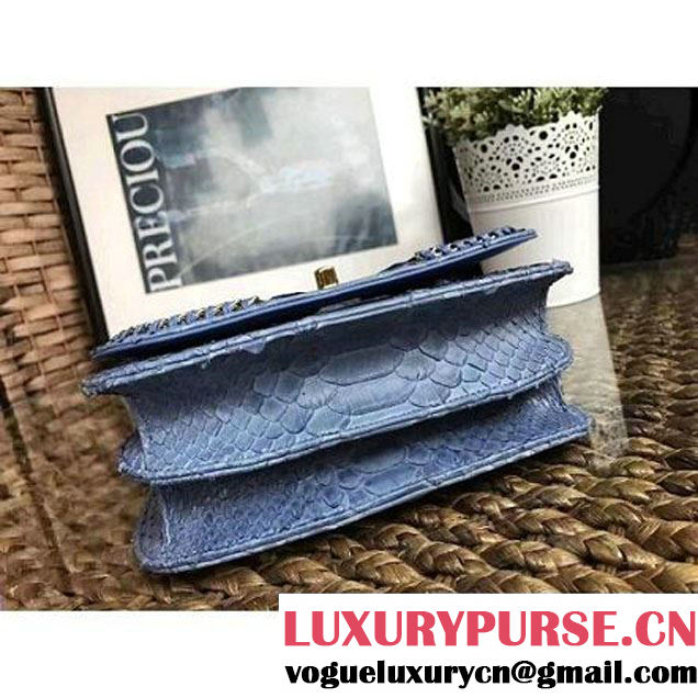 Chanel Python Leather Chain Braided Chic Medium Flap Bag A98774 Ciel 2017 (1A111-7041106 )