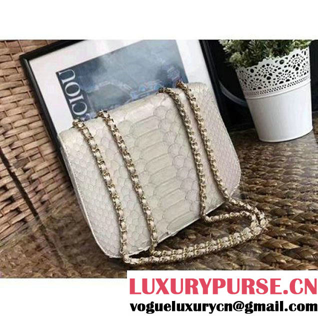 Chanel Python Leather Chain Braided Chic Medium Flap Bag A98774 Off-White 2017 (1A111-7041109 )