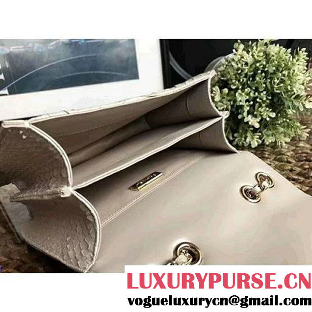 Chanel Python Leather Chain Braided Chic Medium Flap Bag A98774 Off-White 2017 (1A111-7041109 )
