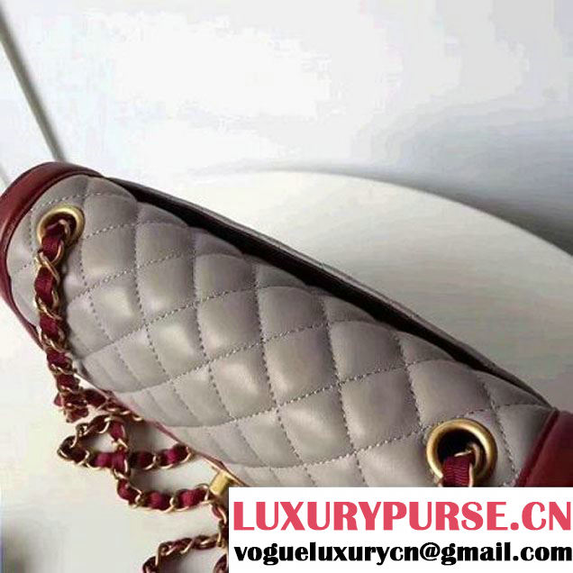 Chanel Two-Tone Lambskin Flap Large Bag A91022 Grey/Burgundy 2017 (1A145-7042701 )