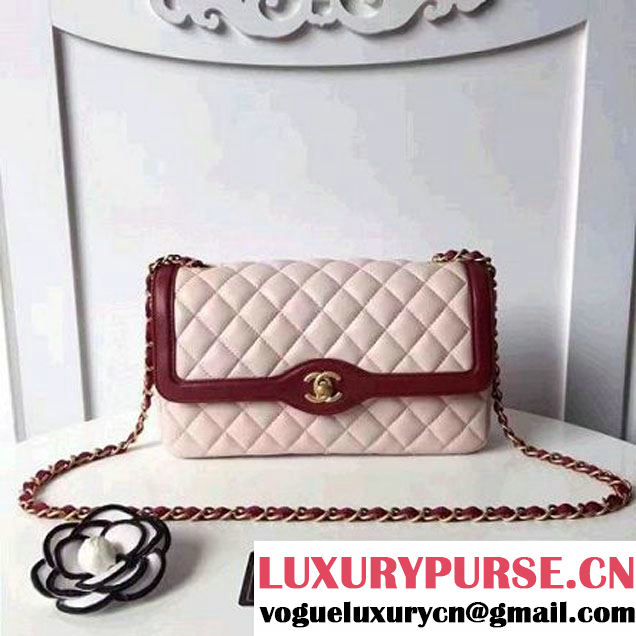 Chanel Two-Tone Lambskin Flap Large Bag A91022 Pink/Burgundy 2017 (1A145-7042702 )