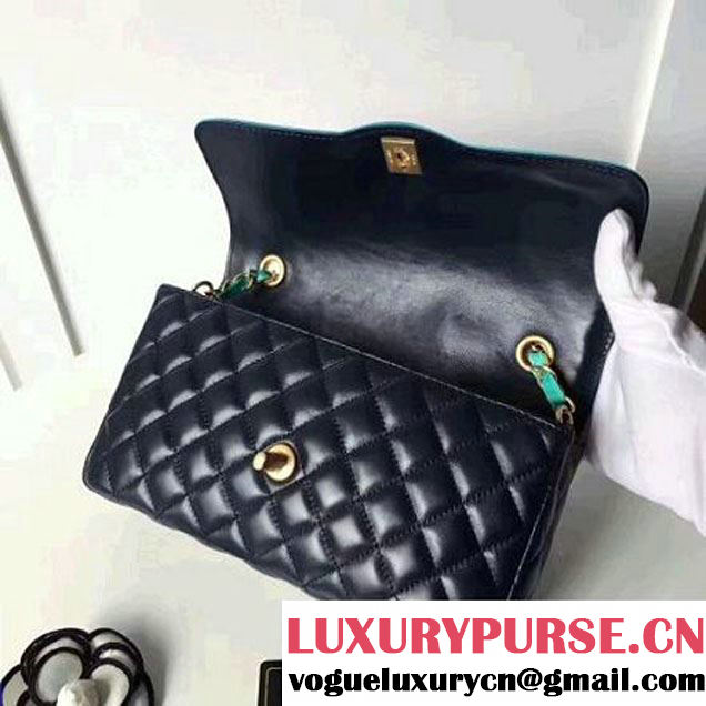Chanel Two-Tone Lambskin Flap Large Bag A91022 Blue/Cyan 2017 (1A145-7042703 )