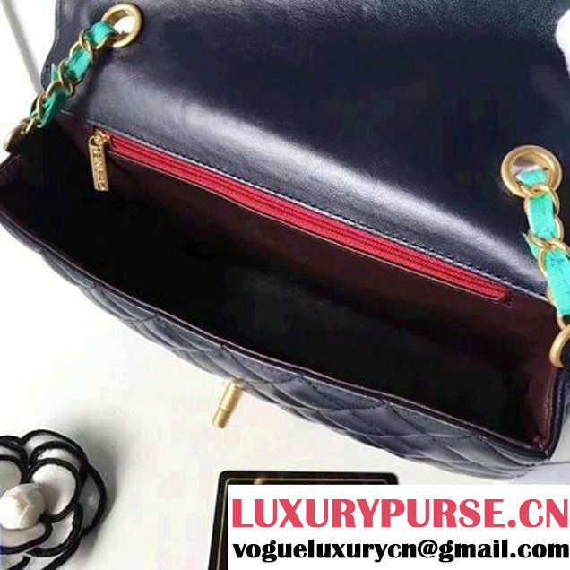 Chanel Two-Tone Lambskin Flap Large Bag A91022 Blue/Cyan 2017 (1A145-7042703 )