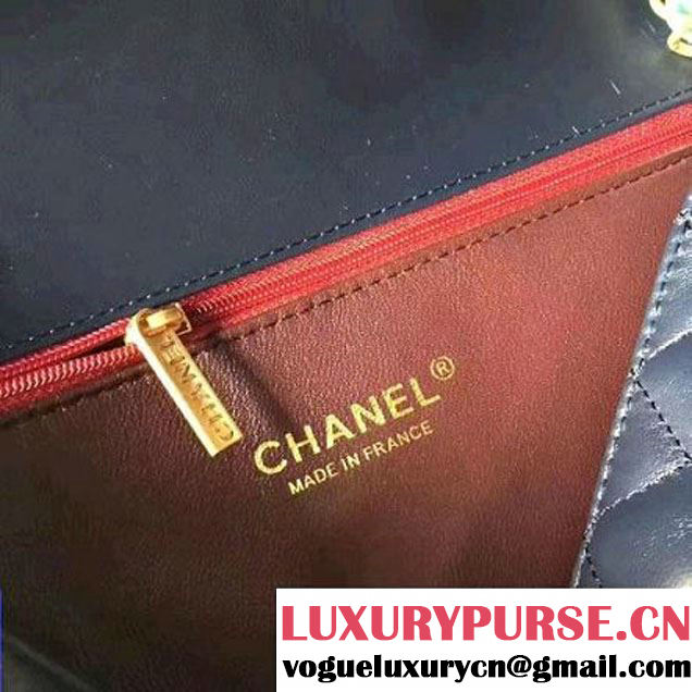 Chanel Two-Tone Lambskin Flap Large Bag A91022 Blue/Cyan 2017 (1A145-7042703 )