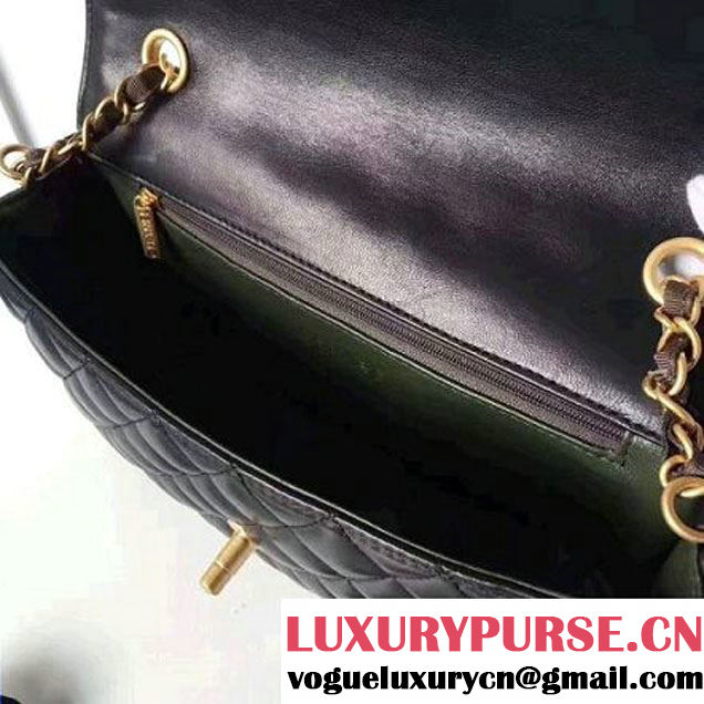 Chanel Two-Tone Lambskin Flap Large Bag A91022 Black/Kahki 2017 (1A145-7042705 )