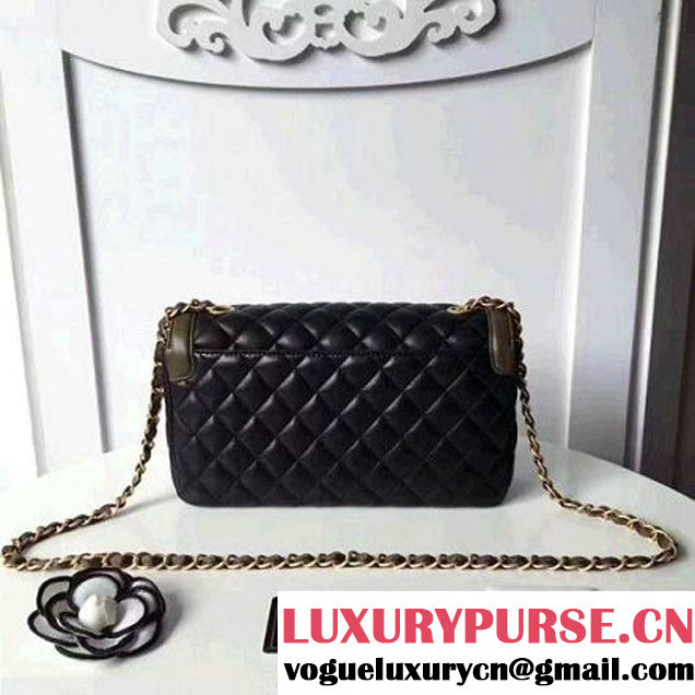 Chanel Two-Tone Lambskin Flap Large Bag A91022 Black/Kahki 2017 (1A145-7042705 )
