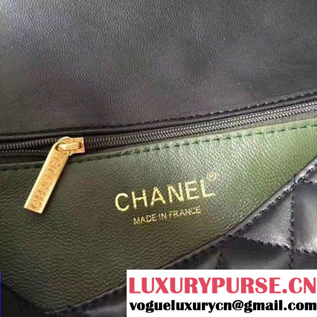 Chanel Two-Tone Lambskin Flap Large Bag A91022 Black/Kahki 2017 (1A145-7042705 )