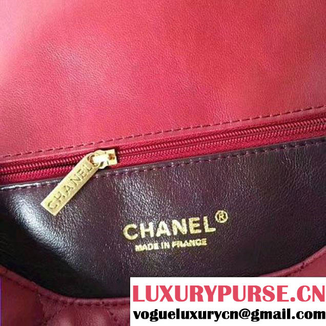 Chanel Two-Tone Lambskin Flap Large Bag A91022 Burgundy/Black 2017 (1A145-7042706 )