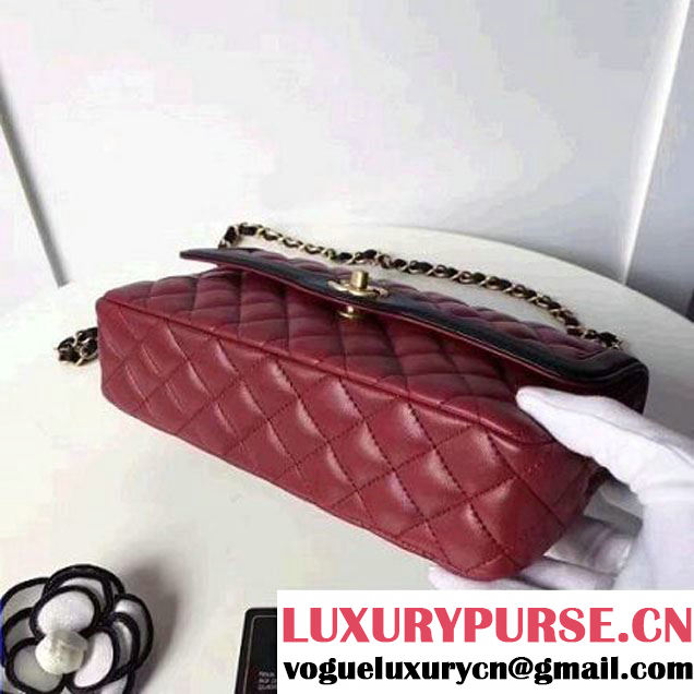 Chanel Two-Tone Lambskin Flap Large Bag A91022 Burgundy/Black 2017 (1A145-7042706 )