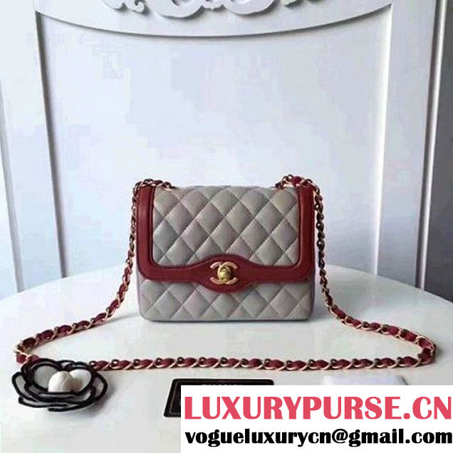 Chanel Two-Tone Lambskin Flap Small Bag A91057 Grey/Burgundy 2017 (1A145-7042707 )