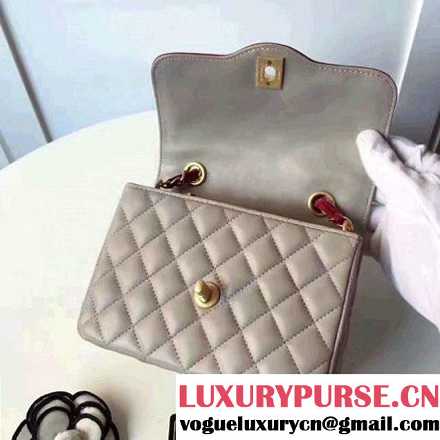 Chanel Two-Tone Lambskin Flap Small Bag A91057 Grey/Burgundy 2017 (1A145-7042707 )
