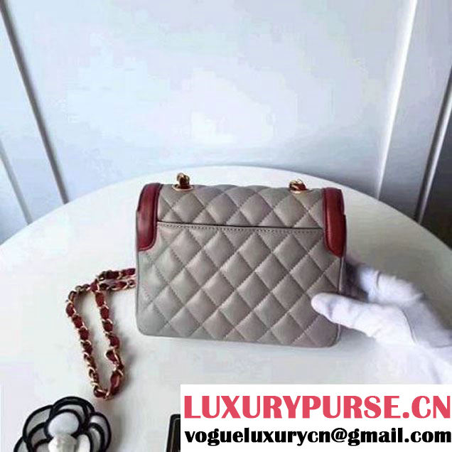 Chanel Two-Tone Lambskin Flap Small Bag A91057 Grey/Burgundy 2017 (1A145-7042707 )