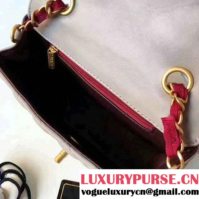 Chanel Two-Tone Lambskin Flap Small Bag A91057 Grey/Burgundy 2017 (1A145-7042707 )