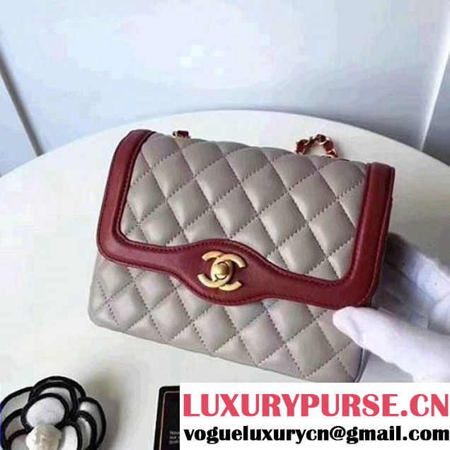 Chanel Two-Tone Lambskin Flap Small Bag A91057 Grey/Burgundy 2017 (1A145-7042707 )