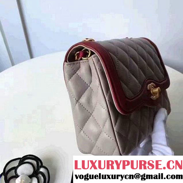 Chanel Two-Tone Lambskin Flap Small Bag A91057 Grey/Burgundy 2017 (1A145-7042707 )