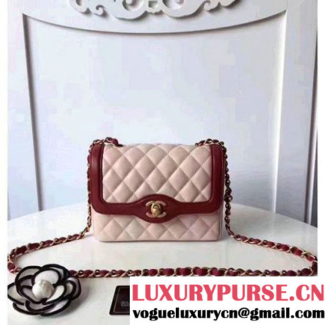 Chanel Two-Tone Lambskin Flap Small Bag A91057 Pink/Burgundy 2017 (1A145-7042708 )