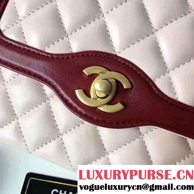 Chanel Two-Tone Lambskin Flap Small Bag A91057 Pink/Burgundy 2017 (1A145-7042708 )
