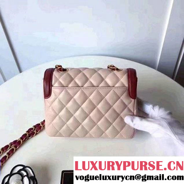 Chanel Two-Tone Lambskin Flap Small Bag A91057 Pink/Burgundy 2017 (1A145-7042708 )