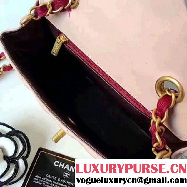 Chanel Two-Tone Lambskin Flap Small Bag A91057 Pink/Burgundy 2017 (1A145-7042708 )