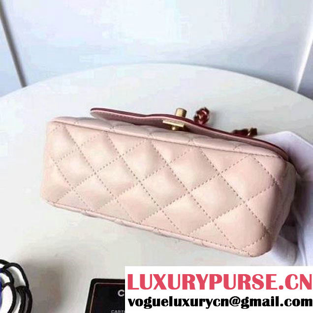 Chanel Two-Tone Lambskin Flap Small Bag A91057 Pink/Burgundy 2017 (1A145-7042708 )