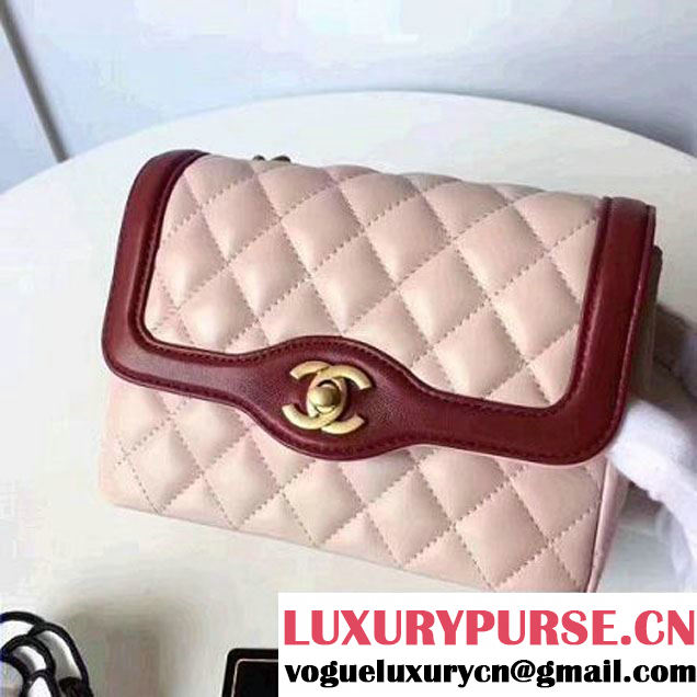 Chanel Two-Tone Lambskin Flap Small Bag A91057 Pink/Burgundy 2017 (1A145-7042708 )