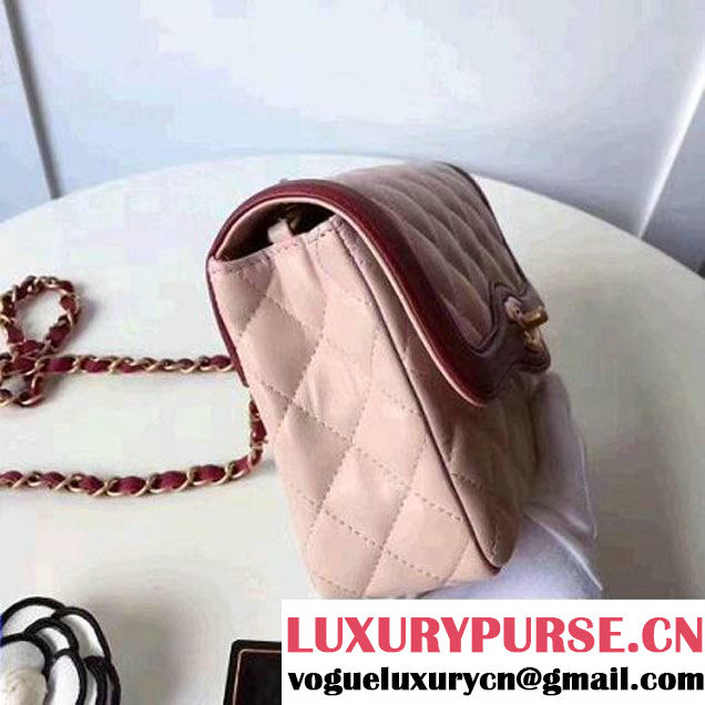 Chanel Two-Tone Lambskin Flap Small Bag A91057 Pink/Burgundy 2017 (1A145-7042708 )