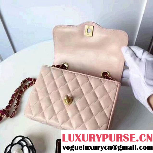 Chanel Two-Tone Lambskin Flap Small Bag A91057 Pink/Burgundy 2017 (1A145-7042708 )