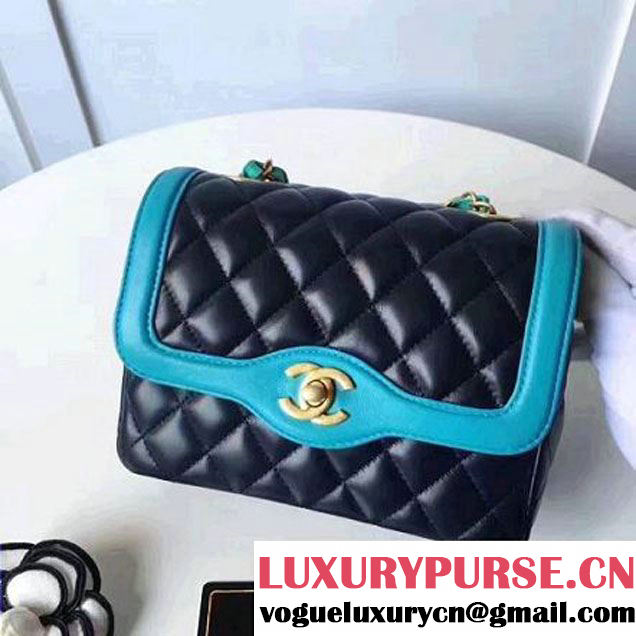 Chanel Two-Tone Lambskin Flap Small Bag A91057 Blue/Cyan 2017 (1A145-7042709 )