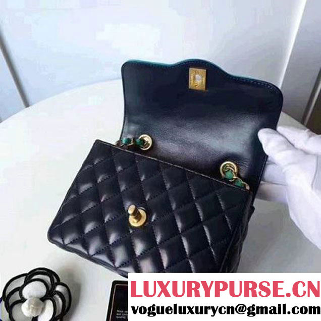 Chanel Two-Tone Lambskin Flap Small Bag A91057 Blue/Cyan 2017 (1A145-7042709 )