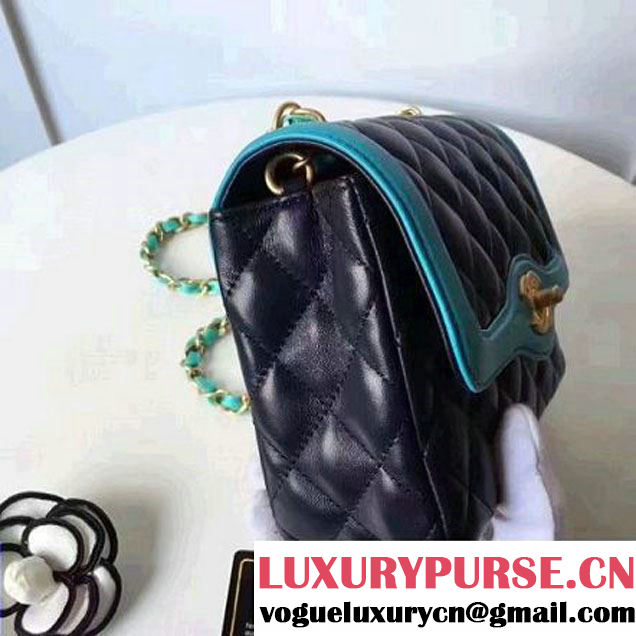Chanel Two-Tone Lambskin Flap Small Bag A91057 Blue/Cyan 2017 (1A145-7042709 )