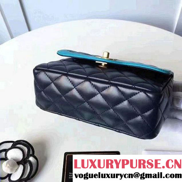 Chanel Two-Tone Lambskin Flap Small Bag A91057 Blue/Cyan 2017 (1A145-7042709 )
