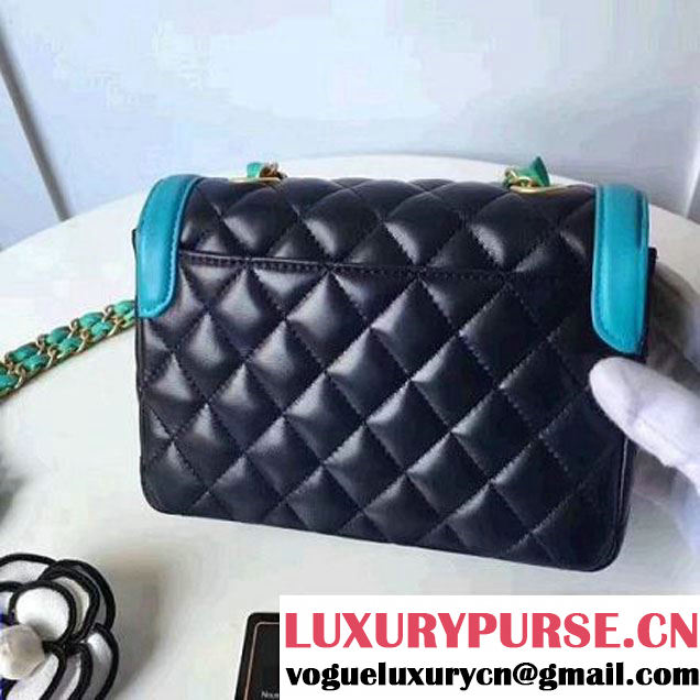Chanel Two-Tone Lambskin Flap Small Bag A91057 Blue/Cyan 2017 (1A145-7042709 )