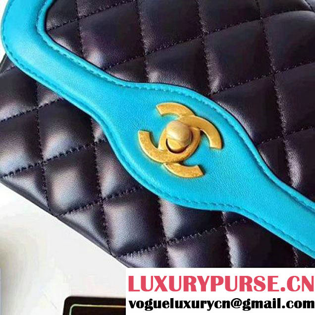 Chanel Two-Tone Lambskin Flap Small Bag A91057 Blue/Cyan 2017 (1A145-7042709 )
