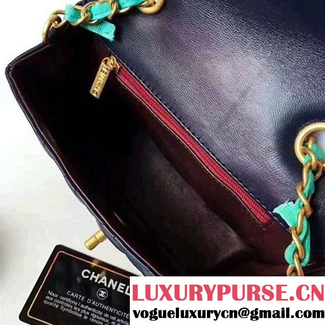 Chanel Two-Tone Lambskin Flap Small Bag A91057 Blue/Cyan 2017 (1A145-7042709 )