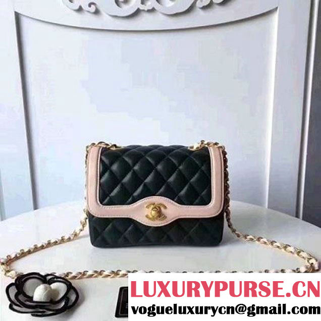 Chanel Two-Tone Lambskin Flap Small Bag A91057 Green/Pink 2017 (1A145-7042710 )