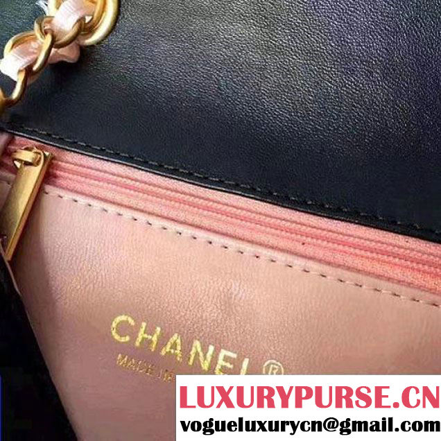 Chanel Two-Tone Lambskin Flap Small Bag A91057 Green/Pink 2017 (1A145-7042710 )