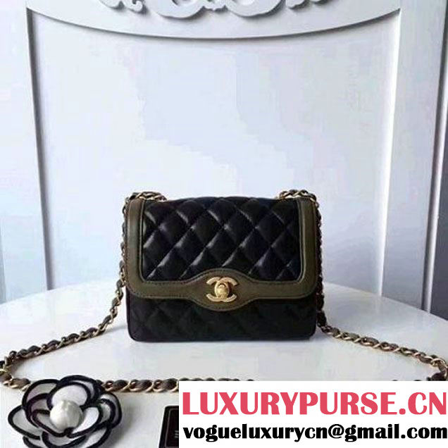 Chanel Two-Tone Lambskin Flap Small Bag A91057 Black/Kahki 2017 (1A145-7042711 )