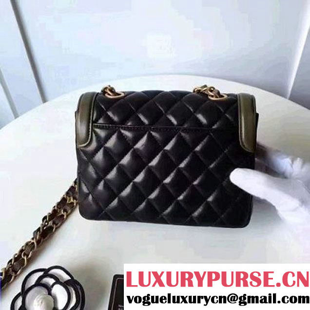 Chanel Two-Tone Lambskin Flap Small Bag A91057 Black/Kahki 2017 (1A145-7042711 )